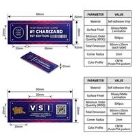 Étiquette laser holographique 3D G-rainbow, rouleau de 1000 pièces, pour cartes de sport, 25*64mm, impression de logo personnalisée, sécurité lumière bleue