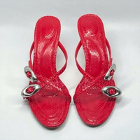 Sandales d'été pour femmes à talon, bout pointu, couleur unie, à enfiler avec boucle, rehaussantes, tendance mode