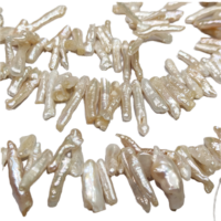 Perles d'eau douce baroques naturelles en vrac, de qualité supérieure AAAA, blanches, en forme de lune, 6-8MM*20-23mm, vente en gros