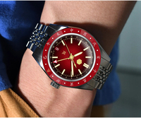 Vente en gros de montres automatiques mécaniques en acier inoxydable de style chinois vintage San Martin Dragon Limited GMT Diver pour homme