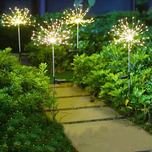 Atacado luzes solares do jardim luz do fogo de artifício-Corda led de fogos de artifício, decoração de natal, à prova d' água, energia solar, para áreas externas, para jardim, para iluminação