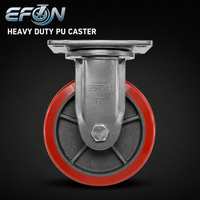 Roue pivotante fixe EFON EF8300 de 4 pouces avec frein, pneu en caoutchouc massif, construction en fer et nylon