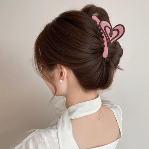 JIAYU 맞춤형 대형 하트 모양 꽃 헤어 집게핀 PS 컬러 블록 포니테일 집게핀 한국 스타일 우아한 헤어 클립 - Product Image 2