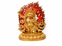 Patung Vajrapani Kuningan Buatan Tangan Berlapis Emas, Seni Patung Buddha yang Mengagumkan dengan Desain Halo Api untuk Dekorasi Rumah & Taman, Hadiah