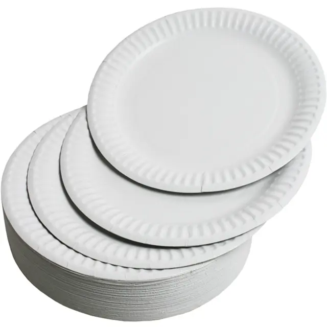 wholesale 9Inch white Paper Plates Uncoated Disposable Plates 9" cake Plate pastry Tray