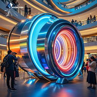 Sculpture en acier personnalisée avec son et lumière, installation d'art cinétique moderne pour la place urbaine, le hall d'hôtel