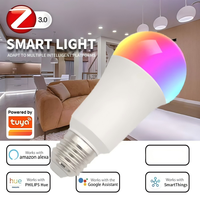 Bombilla Inteligente Tuya Zigbee de 7W, Impermeable, de Plástico y Aluminio, Regulable, con Cambio de Color, Control Remoto, Compatible con Alexa, Google Home y la Aplicación del Hogar