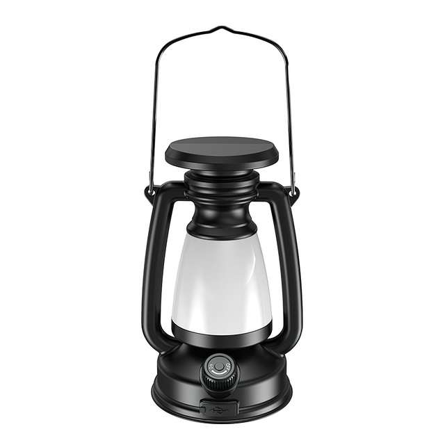 Solar Portable Vintage Camping Lantern USB C Rechargeable Outdoor Handheld Tent Light LED Warm White Light Night Hiking Lamp