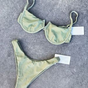 Women Two Piece <b>Bikini</b> <b>Set</b> Semi Sheer Polka Dot Swimwear <b>Triangle</b> Bra and Swim Brief Beachwear - Product Image 1