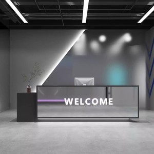 Mostrador de Recepción Moderno y Sencillo de Fibra de Vidrio, Mostrador de Lujo con Forma Artística para Vestíbulo de Oficina de Empresa - Product Image 2