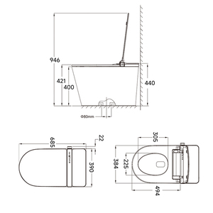Inodoro WC Contemporáneo Inteligente para Baño, Sanitarios Modernos, Inodoros Elongados Inteligentes - Product Image 5