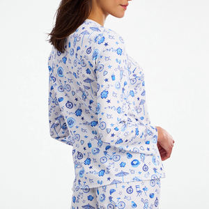 Personnalisé Ditsy Floral Tricoté Deux Pièces <span class=keywords><strong>Top</strong></span> Pantalon Sexy Dames Vêtements De Nuit D'été Ensembles Respirant Casual Home Wear Femmes Modèle Nouveau - Product Image 4