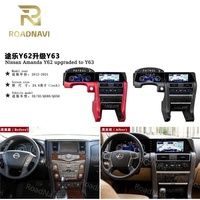 RoadNavi Layar Ganda 24,6 Inci untuk Nissan Patrol Y62 QX80 2012-2024 Radio Mobil Android Meter Digital Otomatis Kluster Dasbor