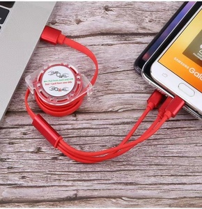 Câble USB de synchronisation rétractable à triple connecteur, structure durable, économique, pour la revente en friperie - Product Image 3