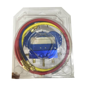 충전 호스 듀얼 게이지가있는 R410A R32 R600 이중 압력 게이지 용 휴대용 블리스 터 패킹 냉동 매니폴드 게이지 세트 - Product Image 5