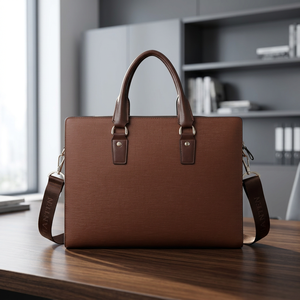 Sacoche d'ordinateur portable de voyage coréenne moderne en cuir véritable BS INTERNATIONAL - Durable, légère, grande capacité, écologique, à bandoulière - Product Image 1