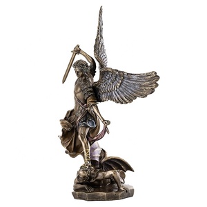 Al <span class=keywords><strong>aire</strong></span> libre jardín decorativo grande tallada latón bronce San Miguel Arcángel escultura para venta - Product Image 2