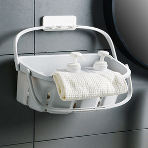 Portable Shower <b>Basket</b> <b>Plastic</b> Wall Mounted Toiletries Storage <b>Basket</b> White Rectangle Dormitory Bathroom Use - Product Image 1