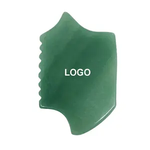 Beauty Products Wholesale 2023 Face Lift Green Aventurine Jade Guasha Board Double Heads Natural Jade Stone Gua Sha Facial Tool