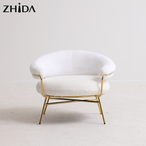 Fauteuil individuel de luxe unique OEM, fauteuil d'appoint de loisirs, fauteuil de salon, fauteuil de chambre à coucher, pieds en métal doré - Product Image 5