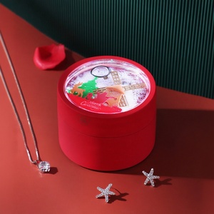High Quality Christmas LED Jewelry <b>Gift</b> <b>Box</b> <b>Red</b> Round Suede Lining Ring Necklace <b>Gifts</b> Set Jewelry Packaging Storage <b>Box</b> - Product Image 3