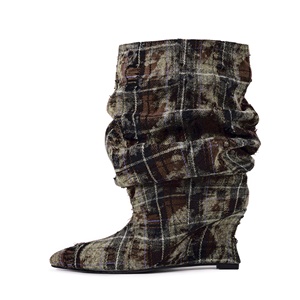 Botas vaqueras de mujer hasta la rodilla con punta, estilo occidental, sin cordones, para otoño y primavera - Product Image 4