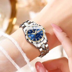 BINBOND B2521 montre-bracelet pour femme à quartz lumineux étanche à la mode de luxe avec bande en acier inoxydable Drioshipping - Product Image 2