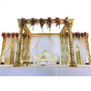 Royal Wedding Rajasthani Mandap Grand Wedding Event Rajwada Mandap Wedding Fiber Carved Square Mandapam - Product Image 1