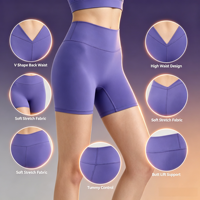Shorts de yoga taille haute pour femmes, shorts de cycliste extensibles à séchage rapide et effet push-up pour la gym et la course à pied