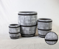 Pots à fleurs en ciment classiques modernes, grands, suspendus, durables, légers, pour la maison, le jardin, l'intérieur/l'extérieur, la décoration des centres commerciaux, baril en bois