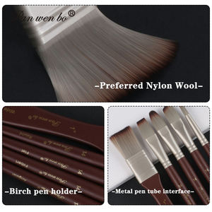 Pinceaux de <span class=keywords><strong>peinture</strong></span> aquarelle Panwenbo 3/4/5/6 pièces, logo personnalisé, qualité supérieure, forme plate, en éventail, pour <span class=keywords><strong>peinture</strong></span> <span class=keywords><strong>acrylique</strong></span> - Product Image 5