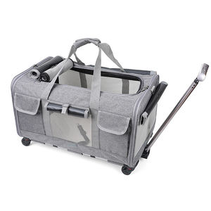 फैशनेबल ऑक्शफोर्ड पालतू यात्रा वाहक बैग लुभावनी फोल्डेबल कुत्ते/बिल्ली ट्रॉली पहियों और जिपर बंद - Product Image 4