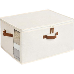 Dual Zipper Foldable Canvas Comforter <b>Storage</b> <b>Bag</b> Clothes Organizer for Wardrobe Sewing Techniques Blanket Closet <b>Storage</b> - Product Image 1