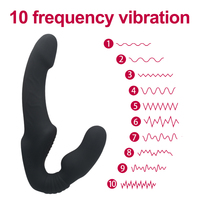 Vibrador Dildo Strapless de 10 Velocidades, Doble Vibración, Estimulador de Punto G, Juguetes Sexuales para Mujeres, Parejas, Masajeador Anal y de Próstata