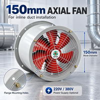 Ventilateur axial industriel 150 mm 1450 tr/min à montage sur conduit à bride pour projets de remplacement et achat par les entrepreneurs en CVC