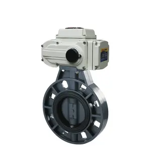 ROTK 12 Voltage EPDM Rubber Seat wafer flange 12v electric pvc plastic actuator butterfly valve