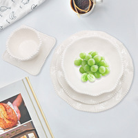 Service de vaisselle en mélamine de luxe avec assiettes à motifs de perles, style nordique rond, pour restaurants, hôtels et complexes hôteliers