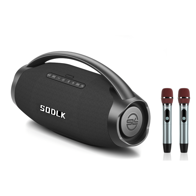 SODLK S1619 320W Wireless Outdoor Speaker with 2 Wireless Mic Three-Way with 7" Subwoofer, Stereo Pairing/TF/USB/AUX /Karaoke