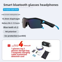 Lunettes de cyclisme d'extérieur intelligentes à conduction d'air sans fil Bluetooth Lentilles polarisées Lunettes de soleil UV anti-lumière bleue