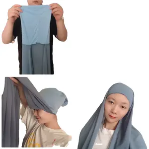 2021 donne solido pianura crêpe chiffon immediatamente veloce matrimonio hijab avvolge morbido lungo scialli chiffon pigro sciarpa istantaneo hijab