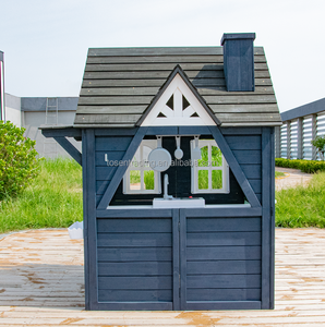 Casita de Juegos de Madera Premium para Exteriores con Puerta Verde, Jardineras, Chimenea y Cocina de Juguete - Cabaña Infantil para Jardín - Product Image 4