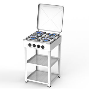 موقد طاولة محمول أوتوماتيكي 4 شعلة من الفولاذ المقاوم للصدأ كبير ، مطعم تجاري يستخدم نوع غاز LP - Product Image 2