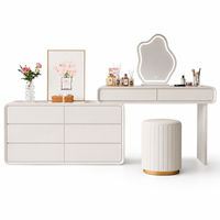 Ensemble de coiffeuse moderne blanche en gros avec miroir éclairé et tiroirs de rangement