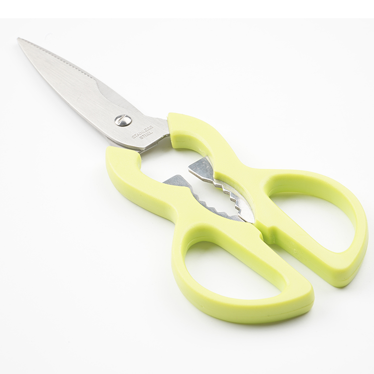 Plastic handle stainless steel gourd shaped open walnut bottle multifunctional household kitchen scissors