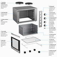 Four à convection de comptoir JK60 60L, four électrique avec grill, rôtissoire, grille et éclairage intérieur