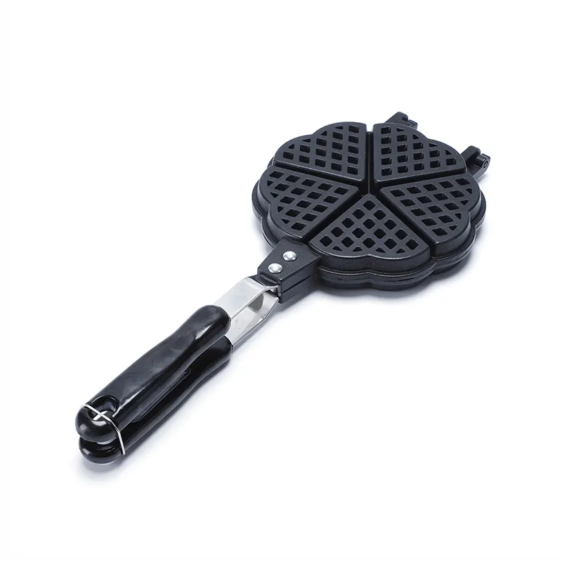 DIY portable snacks breakfast stovetop waffle maker pan home gas cooker aluminium alloy flip non-stick detachable waffle mould