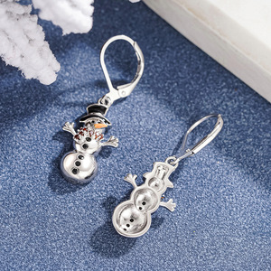 Orecchini pendenti a forma di pupazzo di neve natalizio, graziosi orecchini festivi da donna, adatti per feste di Natale, abbigliamento invernale e regali - Product Image 6