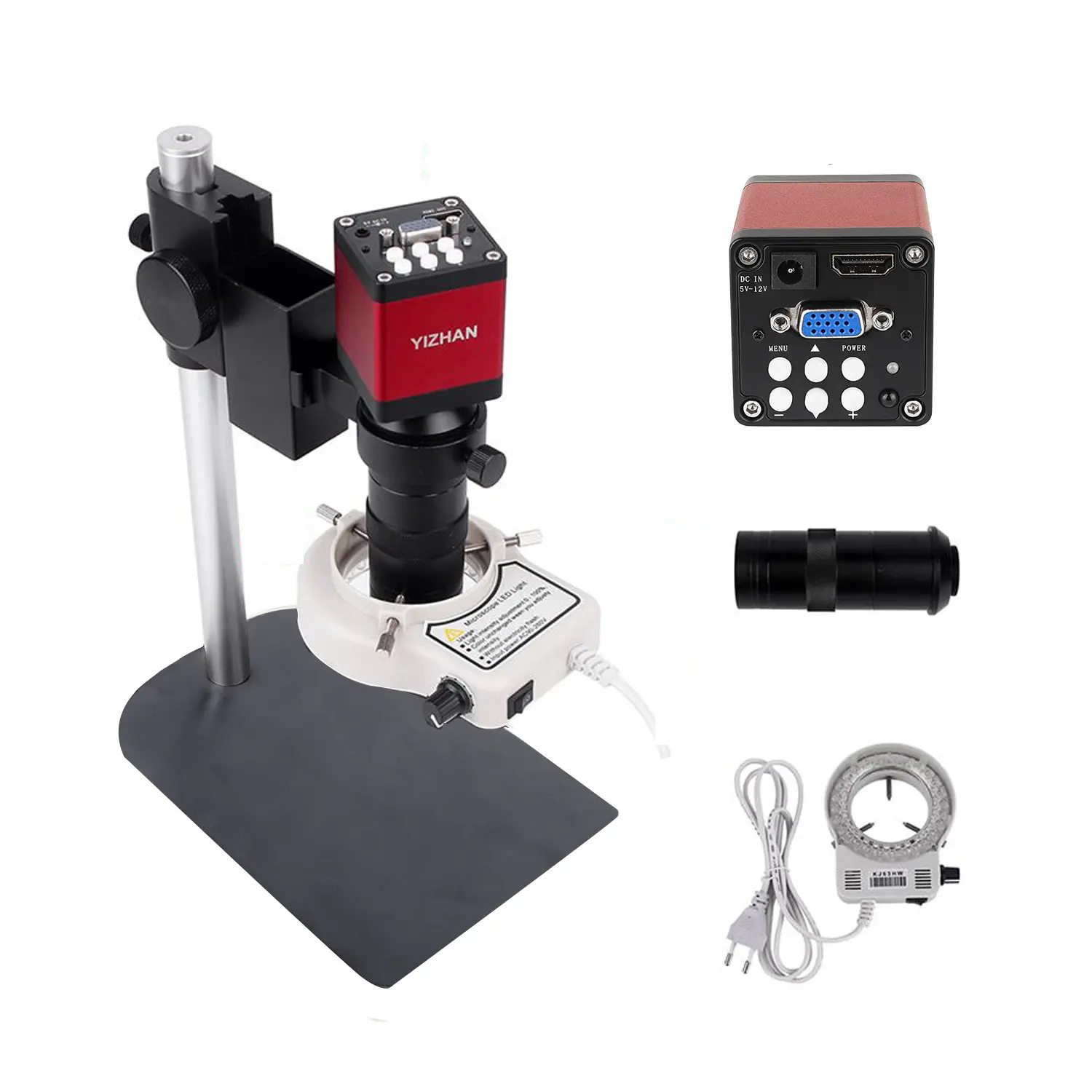 Lab Microscope Equipment 34MP Microscope Camera Kit 2K HDMI USB Industrial  Camera 150X Magnifier Zoom Lens Microscope Accessories (Color Stand with 