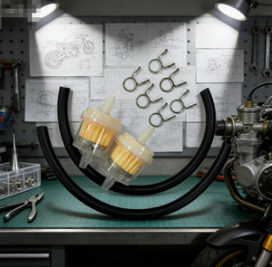 Juego de Filtro de Aceite de Aluminio Modificado para Motocicletas Todoterreno con Filtro de Gasolina y Hebilla para Tubería de Combustible - Product Image 1