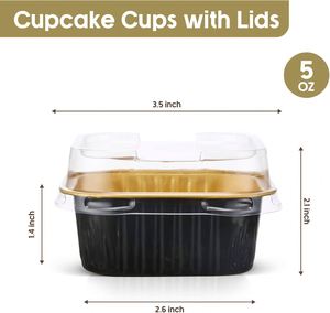 Recyclable Eco-friendly Disposable 6oz 180ml Gold Restaurant <b>Aluminum</b> Foil PP Lid Microwavable Food Grade Baking <b>Container</b> Tray - Product Image 2